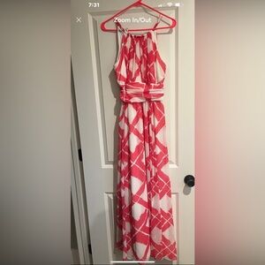 Maggy London Elegant Pink and White Women's gown dress size Small